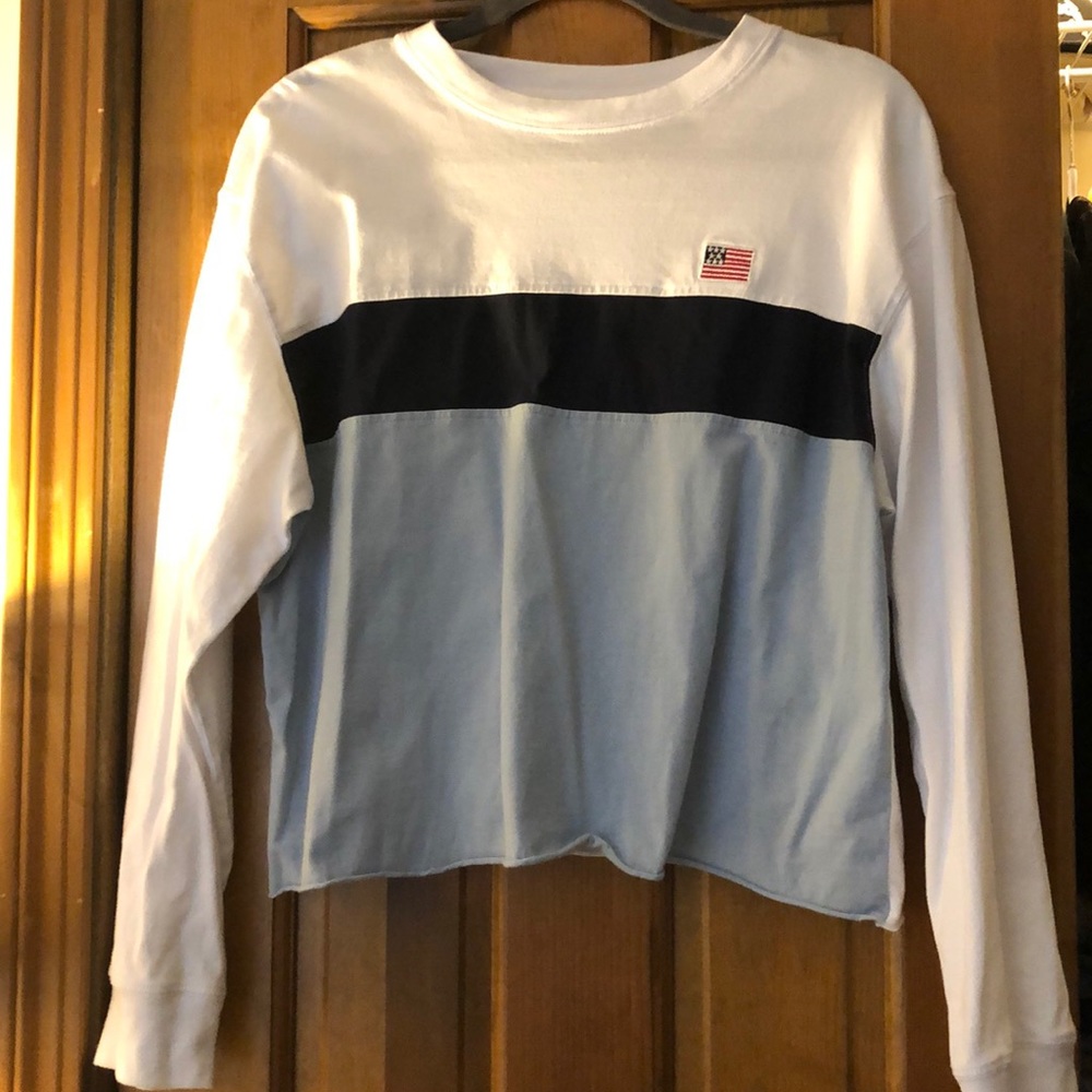 Long sleeve tricolor striped shirt